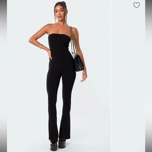 EDIKTED Melina Side Slit Strapless Flare Jumpsuit
, Small